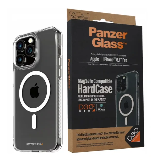 Husa Spate PanzerGlass D30 Hard Case MagSafe Compatible pentru iPhone 15 Pro Max Transparent