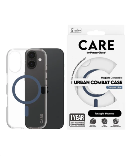 Husa Spate PanzerGlass Hard Care pentru iPhone 16 Transparent/Albastru thumb