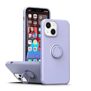Husa Spate Silicon Finger Grip pentru iPhone 15 Bulk Roz/Mov