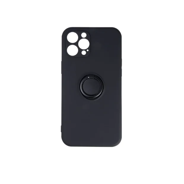Husa Spate Silicon Finger Grip pentru iPhone 15 Pro Max Bulk Negru