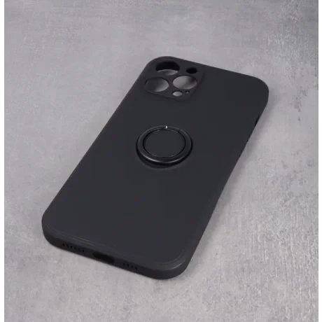 Husa Spate Silicon Finger Grip pentru iPhone 15 Pro Max Bulk Negru