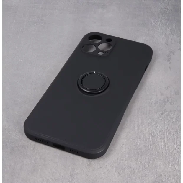 Husa Spate Silicon Finger Grip pentru iPhone 15 Pro Max Bulk Negru