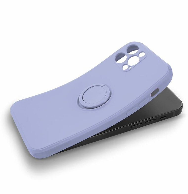Husa Spate Silicon Finger Grip pentru iPhone 15 Pro Max Bulk Roz/Mov thumb