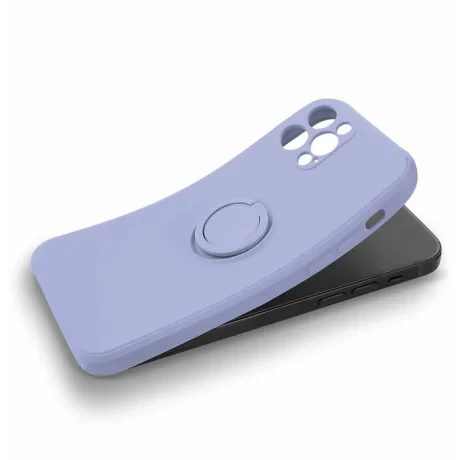 Husa Spate Silicon Finger Grip pentru iPhone 15 Pro Max Bulk Roz/Mov