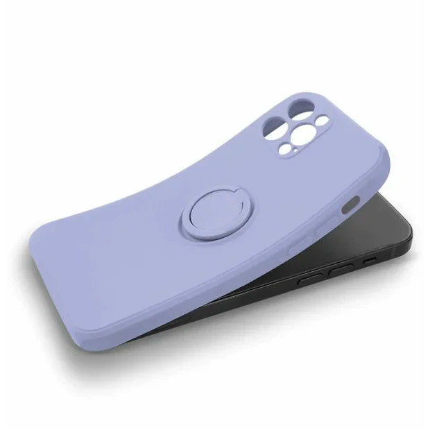 Husa Spate Silicon Finger Grip pentru iPhone 15 Pro Max Bulk Roz/Mov