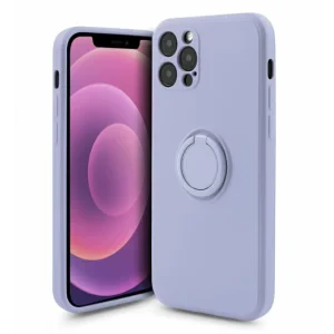 Husa Spate Silicon Finger Grip pentru iPhone 15 Pro Max Bulk Roz/Mov