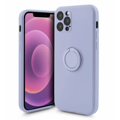 Husa Spate Silicon Finger Grip pentru iPhone 15 Pro Max Bulk Roz/Mov