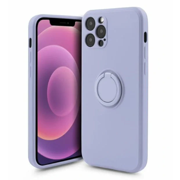 Husa Spate Silicon Finger Grip pentru iPhone 15 Pro Max Bulk Roz/Mov