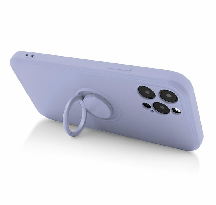 Husa Spate Silicon Finger Grip pentru iPhone 15 Pro Max Bulk Roz/Mov thumb