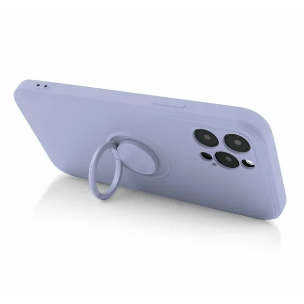 Husa Spate Silicon Finger Grip pentru iPhone 15 Pro Max Bulk Roz/Mov