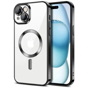 Husa Spate Beauty Lens Frame Magsafe pentru iPhone 15 Bulk Negru