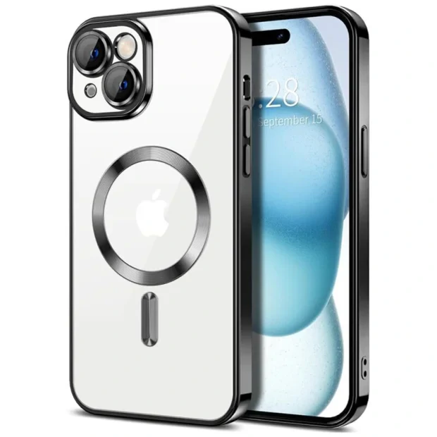 Husa Spate Beauty Lens Frame Magsafe pentru iPhone 15 Bulk Negru