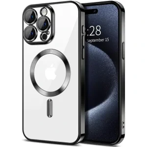 Husa Spate Beauty Lens Frame MagSafe pentru iPhone 15 Pro Max Bulk Negru