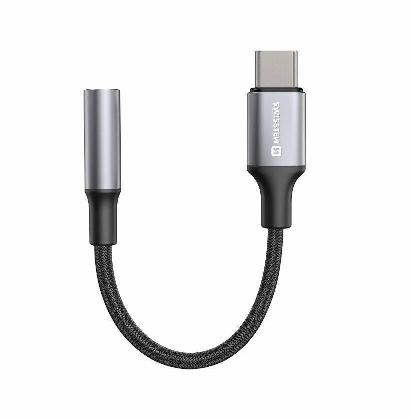 Adaptor Audio Swissten Usb-C la Jack 3.5mm 0.12m Negru/Gri thumb