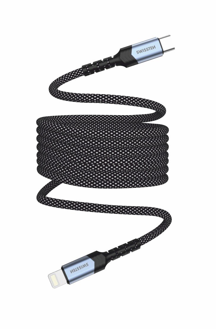 Cablu date Swissten Magnetic Self-Winding Usb-C/Lightning 1M Negru thumb