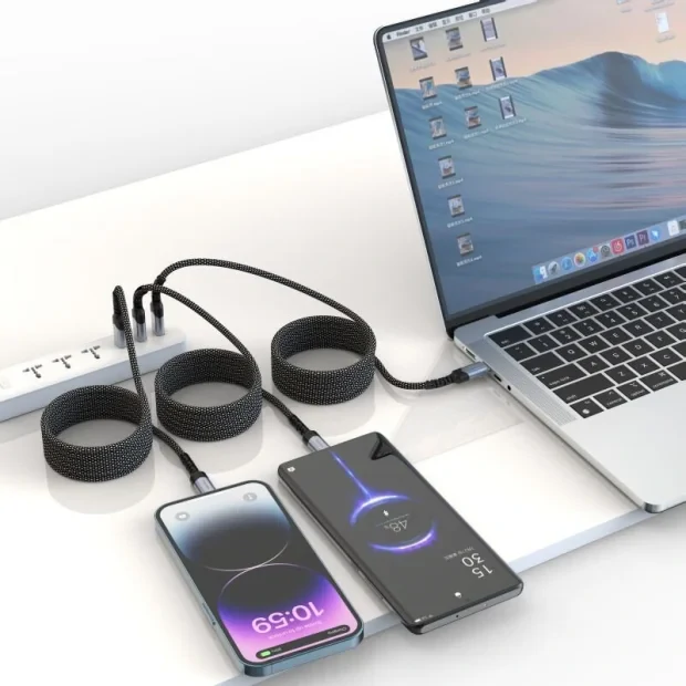 Cablu date Swissten Magnetic Self-Winding Usb-C/Lightning 1M Negru