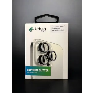Folie Sticla Camera Glitter Urban Gadgets pentru iPhone 15 Pro/15 Pro Max Argintiu