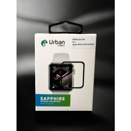 Folie Protectie Ceas Urban Gadgets Sapphire 3D Full  pentru Apple Watch 42mm(2024) Negru