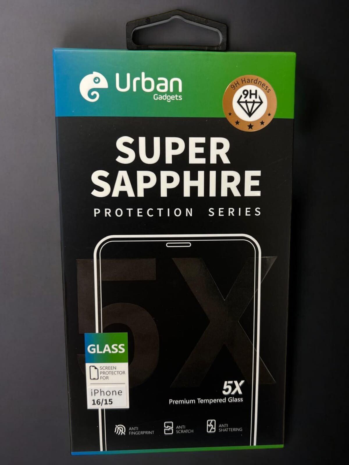 Folie Sticla Urban Gadgets 5X Super Sapphire pentru iPhone 15/16 Negru thumb