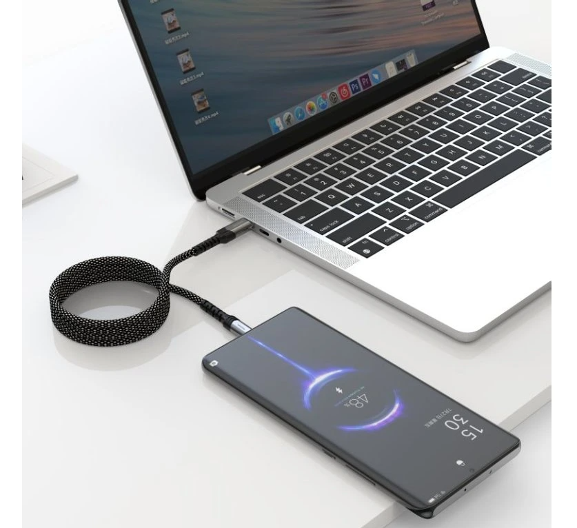 Cablu date Swissten Magnetic Self-Winding Usb-C/Usb-C 1m Negru thumb