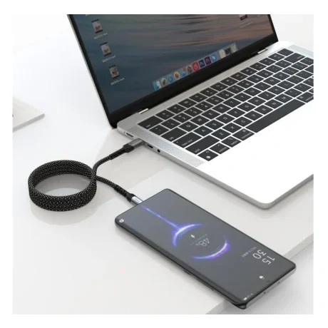 Cablu date Swissten Magnetic Self-Winding Usb-C/Usb-C 1m Negru