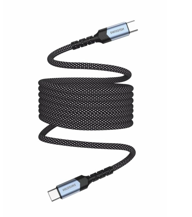 Cablu date Swissten Magnetic Self-Winding Usb-C/Usb-C 1m Negru thumb