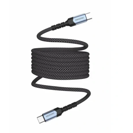 Cablu date Swissten Magnetic Self-Winding Usb-C/Usb-C 1m Negru
