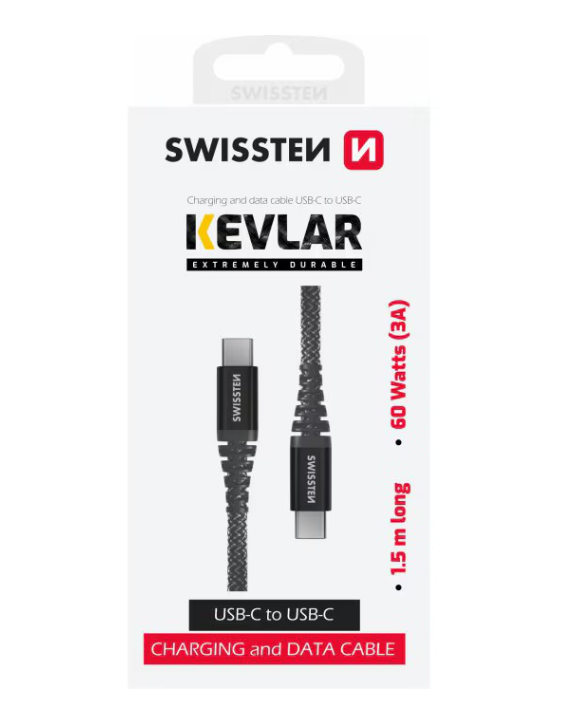 DATA CABLE SWISSTEN KEVLAR USB-C / USB-C 1.5 M ANTRACIT thumb
