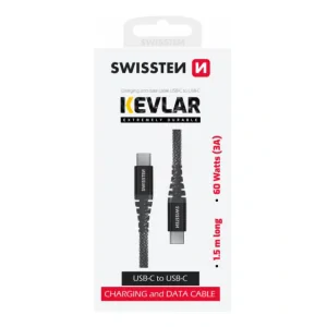 DATA CABLE SWISSTEN KEVLAR USB-C / USB-C 1.5 M ANTRACIT