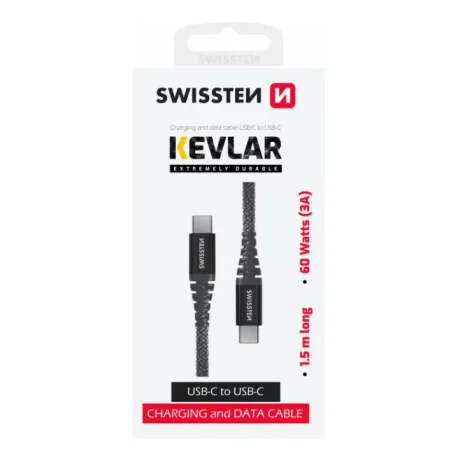 DATA CABLE SWISSTEN KEVLAR USB-C / USB-C 1.5 M ANTRACIT