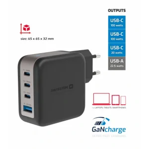 Incarcator Retea Swissten Gan 3xUsb-C 1x Usb-A 100W PD