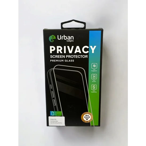 Folie Sticla Privacy Urban Gadgets Full pentru iPhone 15 Plus/16 Plus Negru