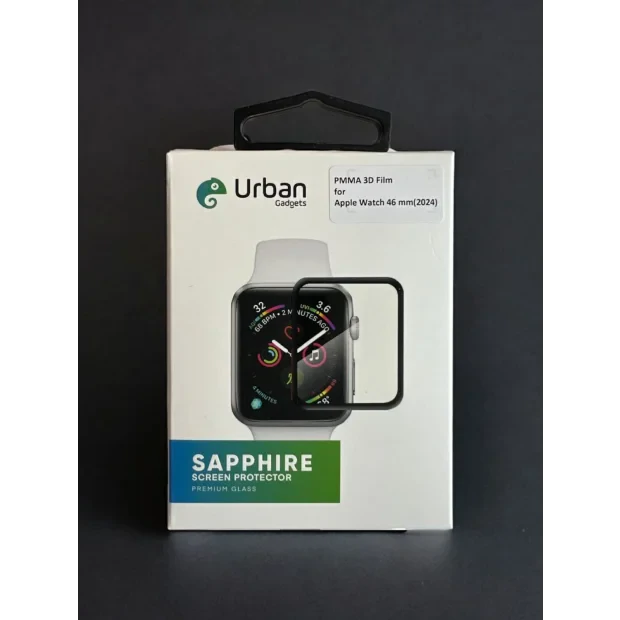 Folie Protectie Ceas Urban Gadgets Sapphire 3D Full  pentru Apple Watch 46mm(2024) Negru