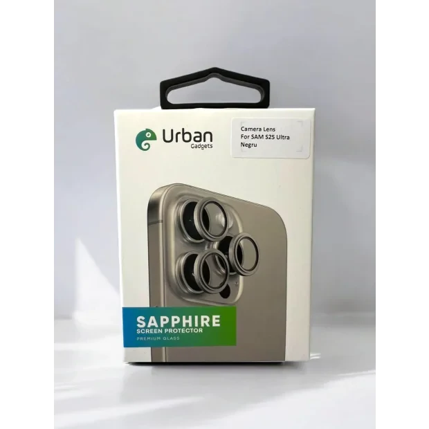 Folie Sticla Camera Individual Urban Gadgets Sapphire pentru Samsung Galaxy S25 Ultra Negru