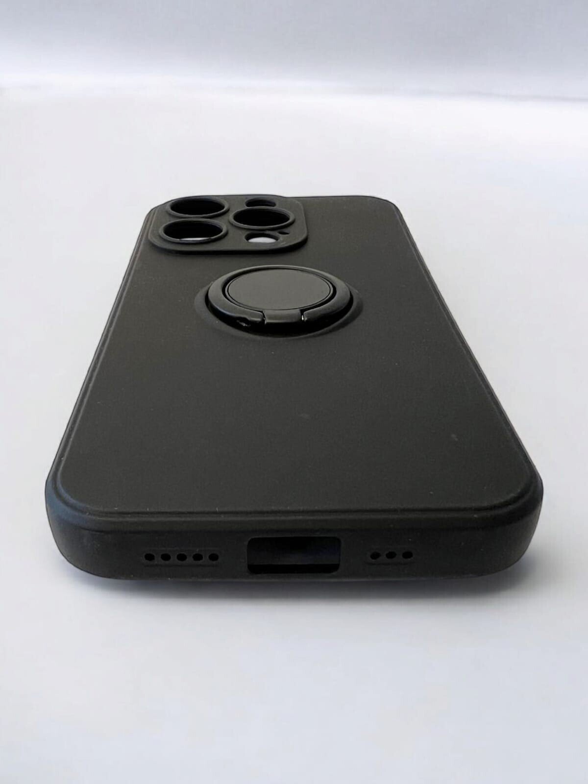 Husa Spate Silicon Finger Grip pentru iPhone 15 Pro Bulk Negru thumb