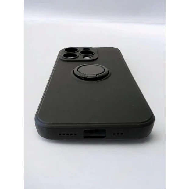 Husa Spate Silicon Finger Grip pentru iPhone 15 Pro Bulk Negru