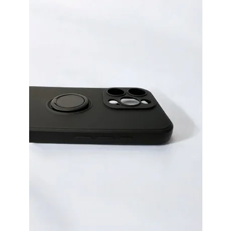 Husa Spate Silicon Finger Grip pentru iPhone 15 Pro Bulk Negru