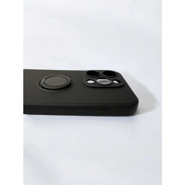 Husa Spate Silicon Finger Grip pentru iPhone 15 Pro Bulk Negru