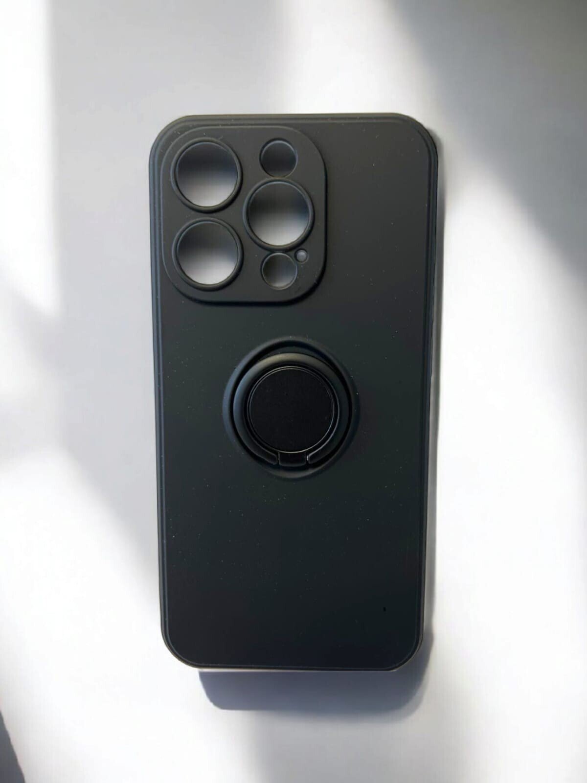 Husa Spate Silicon Finger Grip pentru iPhone 15 Pro Bulk Negru thumb