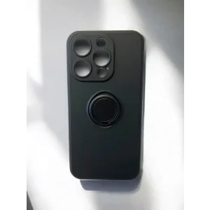 Husa Spate Silicon Finger Grip pentru iPhone 15 Pro Bulk Negru