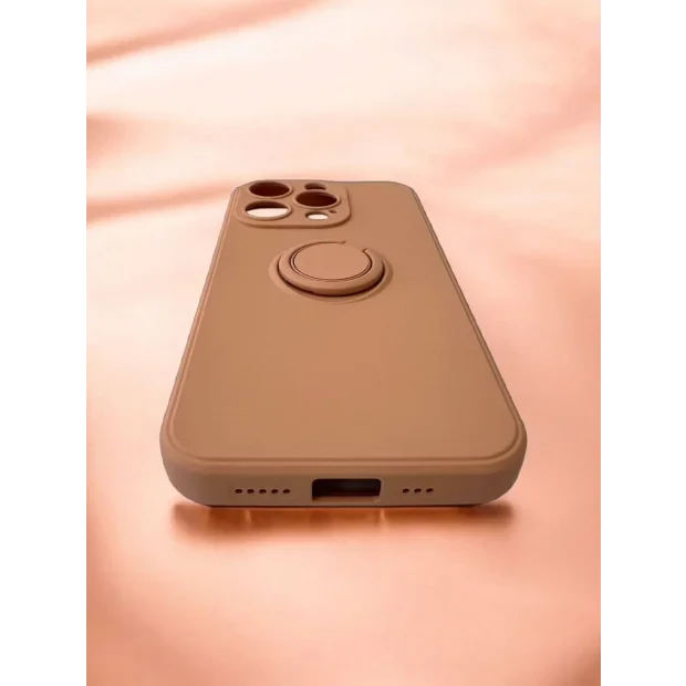 Husa Spate Silicon Finger Grip pentru iPhone 15 Pro Bulk Roz/Mov