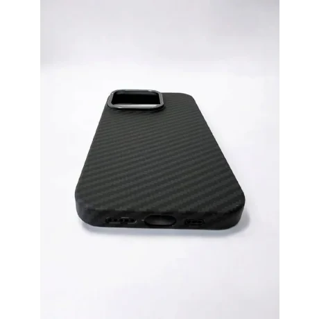 Husa Spate Carbon Z Kevlar pentru iPhone 15 Pro Bulk Negru