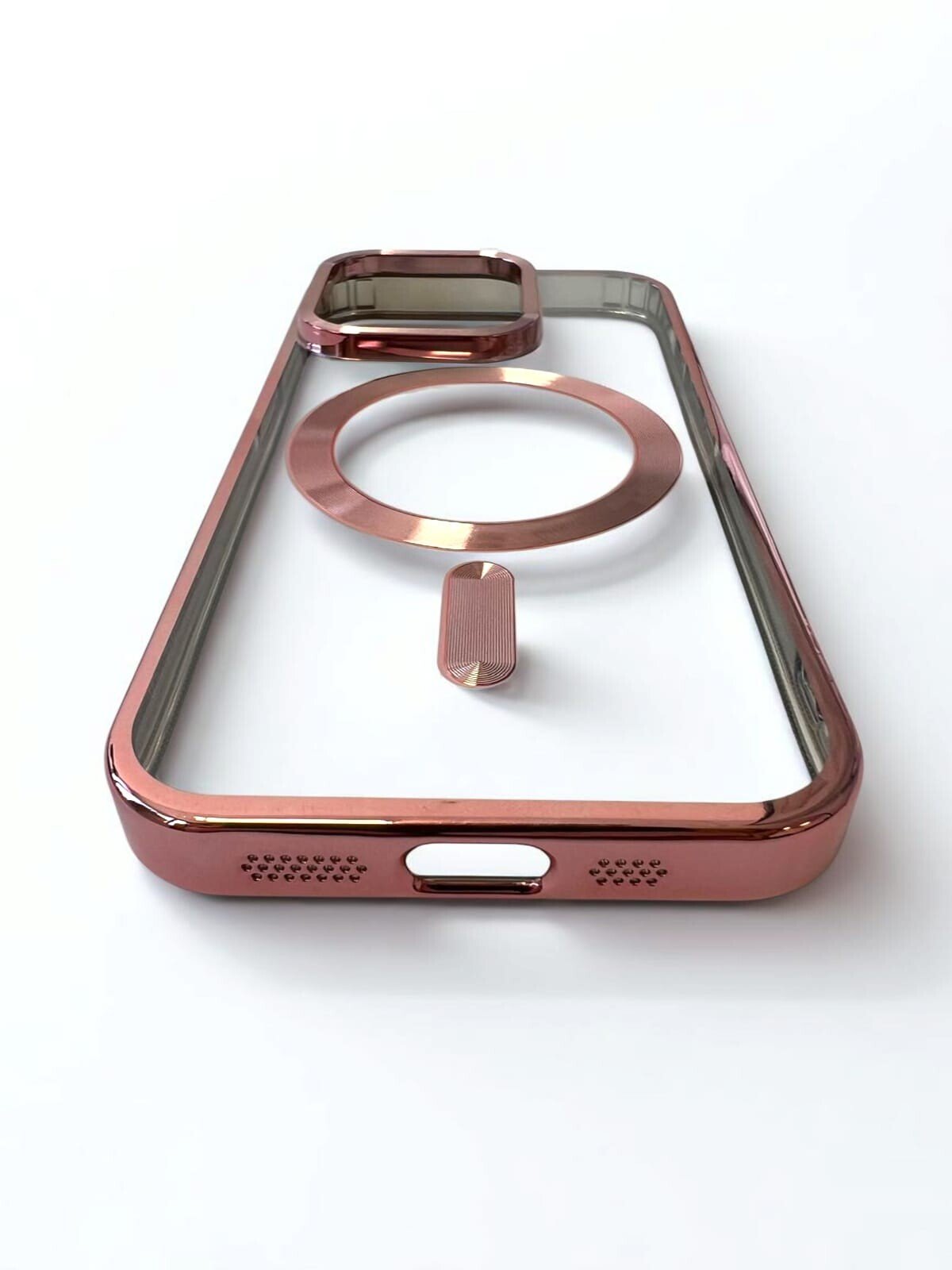 Husa Spate Beauty Lens Frame MagSafe pentru iPhone 15 Pro Bulk Roz/Mov thumb