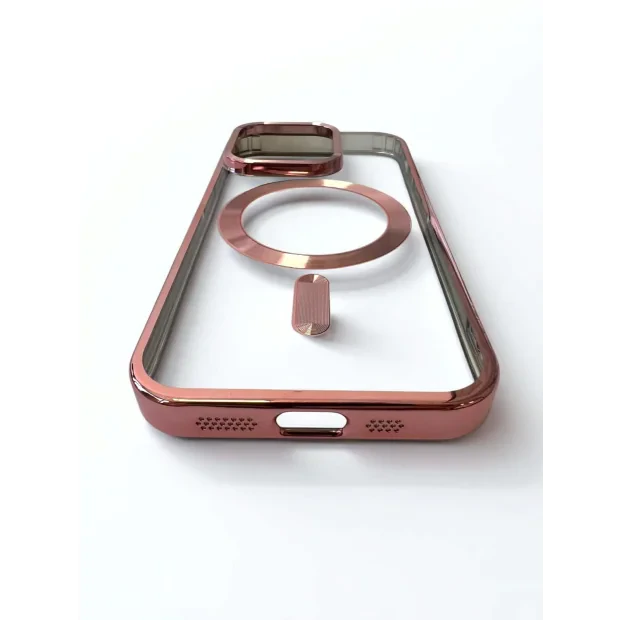 Husa Spate Beauty Lens Frame MagSafe pentru iPhone 15 Pro Bulk Roz/Mov