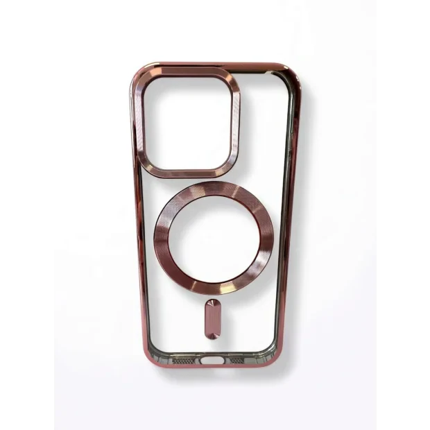 Husa Spate Beauty Lens Frame MagSafe pentru iPhone 15 Pro Bulk Roz/Mov