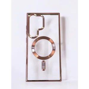 Husa Spate Beauty Lens Frame Magsafe pentru Samsung Galaxy S24 Ultra Bulk Roz/Mov