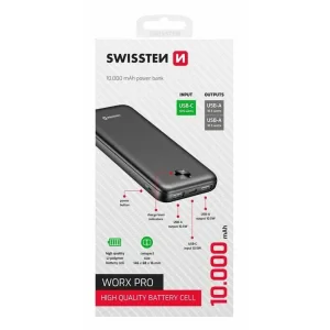 Baterie Externa Swissten 10000 mAh 2xUSB A 1xUSB C Negru