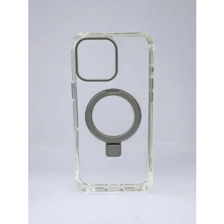 Husa Spate cu Inel Stand Magsafe pentru iPhone 16 Pro Max Transparent/Negru