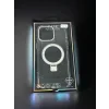 Husa Spate cu Inel Stand Magsafe pentru iPhone 16 Pro Max Transparent/Negru