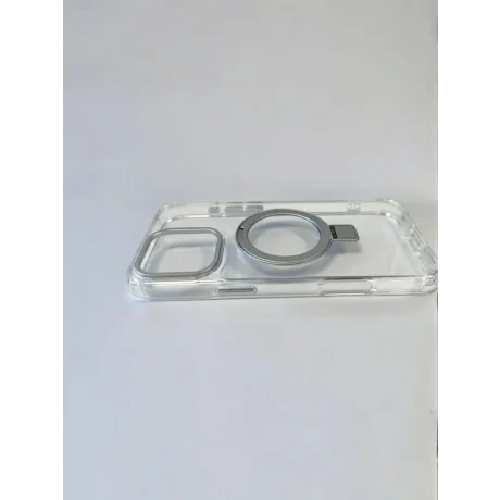 Husa Spate cu Inel Stand Magsafe pentru iPhone 16 Pro Max Transparent/Negru